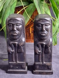 Pair Of Vintage Owen Crafts White Island Turf Craft Stone Carvings  From Ballyshannon, Ireland