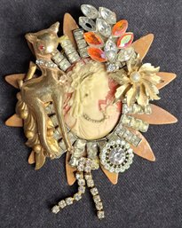Large Hand Crafted Boho Style Pin/ Brooch