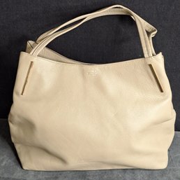 Vince Camuto Leather Bag In Beige With Gold Tone Accents