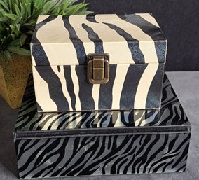 2 Zebra Print Jewelry/ Trinket Boxes