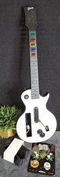 Guitar Hero Nintendo Wii Les Paul Gibson White With Strap And Decals
