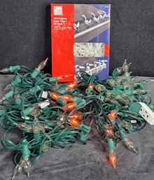 8 Strands Of Red Flickering Christmas Lights And New Box Of Light Clips