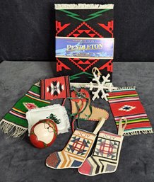 New Pendleton Southwest Style Mouse Pad, Small Handmade Native Rugs, Ornaments And Mini Stockings