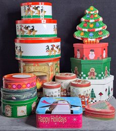 Collection Of Christmas Tins And Boxes