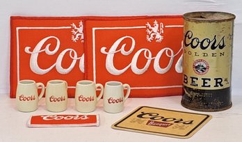 Vintage Coors Patches, Mini Tasting Mugs And Vintage Beer Can