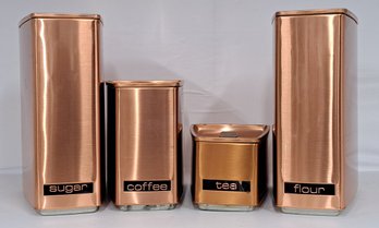 Set Of Vintage Lincoln Beauty Ware Metal Canisters