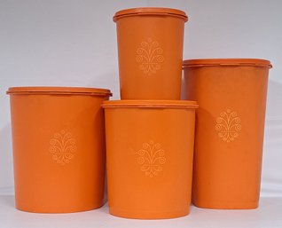 Cool Vintage Mid Century Modern Orange Tupperware Canisters