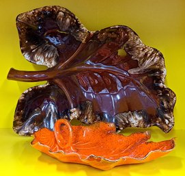 Vintage Pottery Leaf Candy Dishes