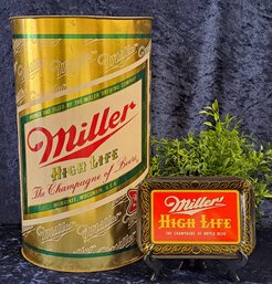 Miller High Life Trash Can And Check Tray