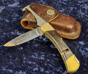 Custom Made Horsepicker Knife And Leather Case