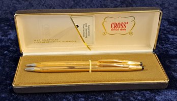Vintage Cross 14k Gold Filled Pen And Pencil Box Set