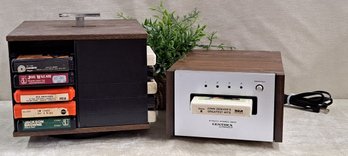 Vintage 8 Track Player And Revolving Rack