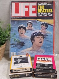Vintage Beatles Life Magazine And 8 Track Tapes Bonus George Harrison Ring