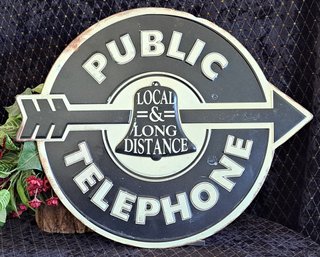 Fun Reproduction Metal Public Telephone Sign