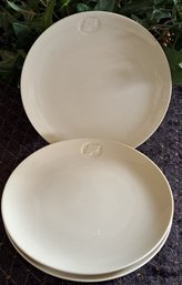 4 Vintage Frontier Airlines 6' Plates With Embossed Logo Made In Japan