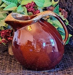 Gorgeous Mid Century Hull Pottery Brown Drip 8 Inch Pitcher Made In USA