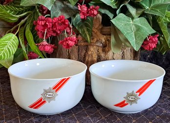Pair Of Vintage TWA Dessert Bowls 441699 First Class Embassador Pattern  By Abco International