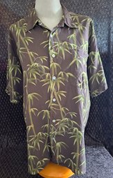 Blackpoint Sportswear Hawaii Fabulous Silk Blend Palm Fronds Shirt Size L