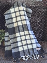 Lovely Black And White Plaid Cashmere Scarf By Louisa Perini