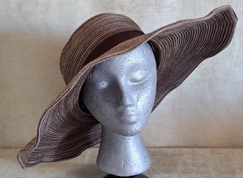 Gorgeous Large Brimmed Brown Straw Hat By Sun Day Afternoons