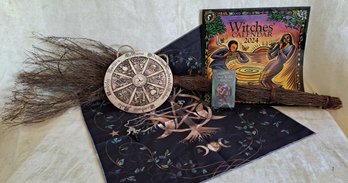 Witchy Collection With Tarot Cards, Broom, Onyx Pendant, Llewellyn's 2024 Calendar & More