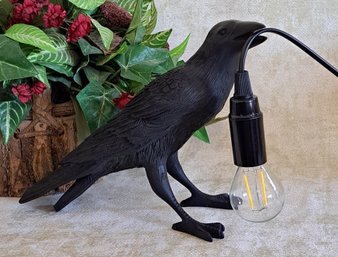 Steampunk, Witchy, Cool Raven Holding An Edison Bulb Lamp