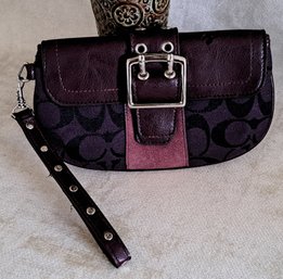 Coach Purple Leather Wristlet/ Wallet