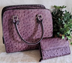 NWOT Purple Satchel Style Bag With Matching Wallet
