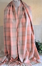 Beautiful J Crew Muted Peach And Taupe Plaid Scarf/ Shawl 20 X 84