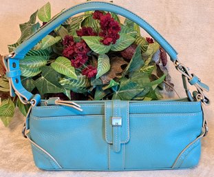 Great Aqua Leather Bag By Tommy Hilfiger