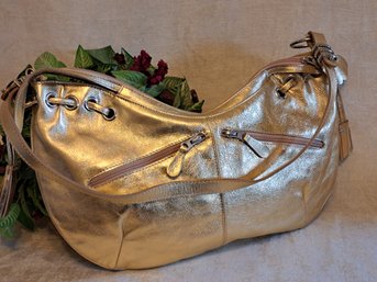 NWT Ombu Gold Metallic Hobo Bag