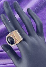 Beautiful Sterling Silver And Onyx Wrap Ring