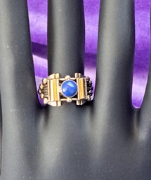 Sterling Silver Lapis Ring With 18k Gold Accents Size 6