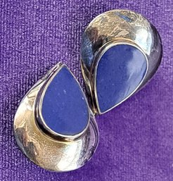 Vintage Sterling And Lapis Clip-on Earrings