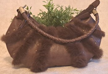 Fabulous Vintage Italian Made Capaccioli Leather And Fur Bag