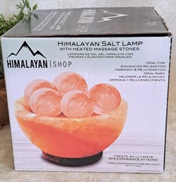 NIB Himalayan Salt Lamp With Heated Massage Stones