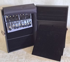Black Velvet Interior Travel Jewelry Box With Handle And Lock & Key