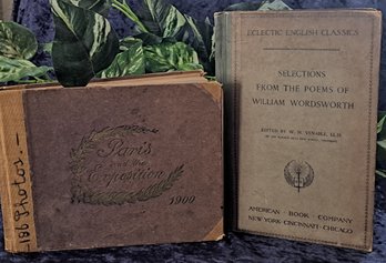 Pair Of Antique Books: Selections Of The Poems Of William Wordsworth & Paris And The Exposition 1900