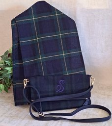 Wool Plaid Scarf With Coordinating Monogrammed Crossbody Bag By Toss Designs