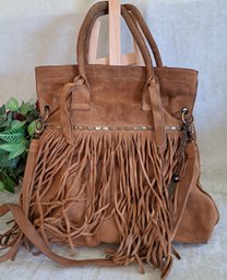 Fun Vintage Lucky Brand Suede Fringed Hobo Bag ( As Is )