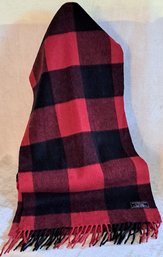 Abercrombie & Fitch Wool Blend Red And Black Buffalo Check Shawl/ Scarf 80 X 12