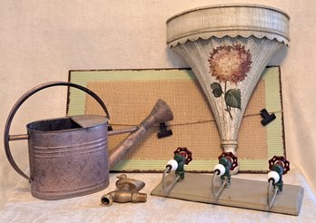 Spring Collection Including Solid Brass Duck Spiggot, Watering Can, Lovely Green Painted Wall Shelf & More