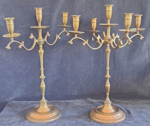 Vintage 3 Arm & 5 Arm Solid Brass Candleabras