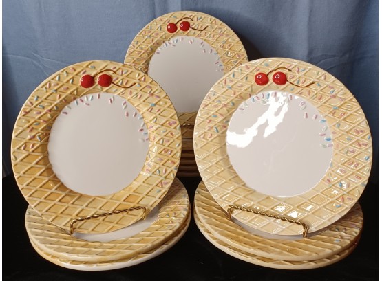 Set Of 12 Hand Painted Dessert Plates From Oneida Kitchen