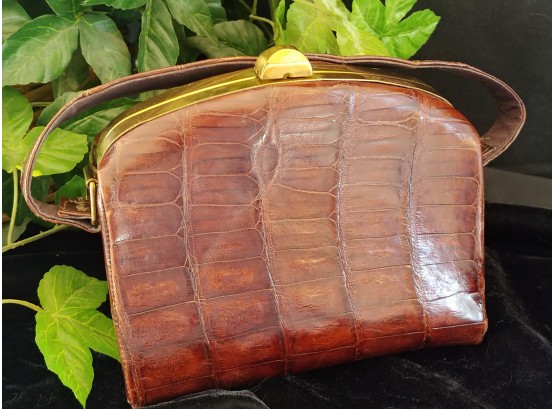 Vintage Brown Eelskin Bag With Attached Coin Purse