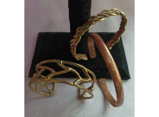 Trio Of Copper And Brass Bracelets