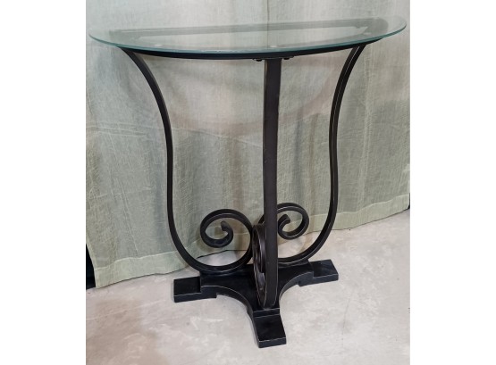 Glass Topped Demilune Table