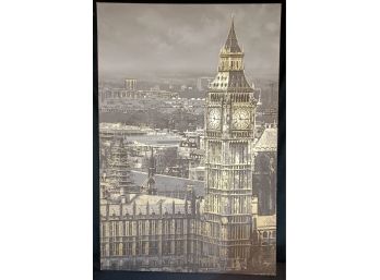 Gold And Silver Metallic Big Ben On Canvas