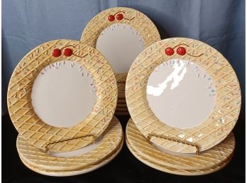 Set Of 12 Hand Painted Dessert Plates From Oneida Kitchen