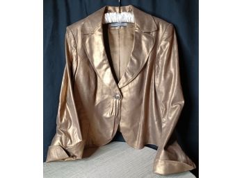 Vintage Metallic Gold Leather Jacket